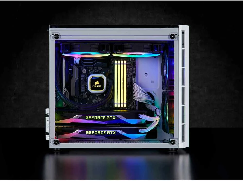 PC korpusas Corsair Crystal 280X RGB Micro-ATX, Baltas