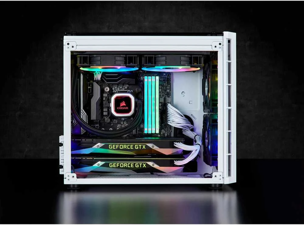 PC korpusas Corsair Crystal 280X RGB Micro-ATX, Baltas