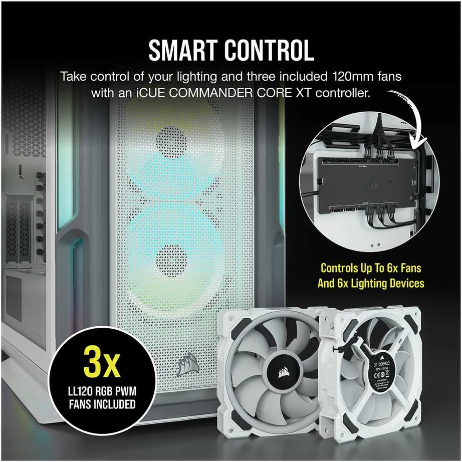 Corsair iCUE 5000T RGB grūdintas stiklas Baltas CC-9011231-WW