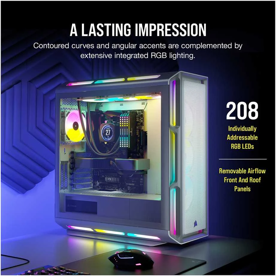 Corsair iCUE 5000T RGB grūdintas stiklas Baltas CC-9011231-WW