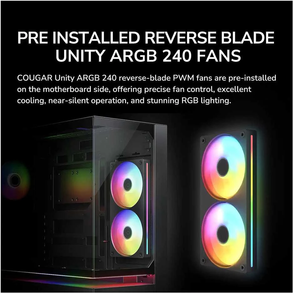 Cougar Gaming kompiuterio korpusas CFV235 TG 240 REV+120ARGB FAN RGB HUB SYNC LED STRIP