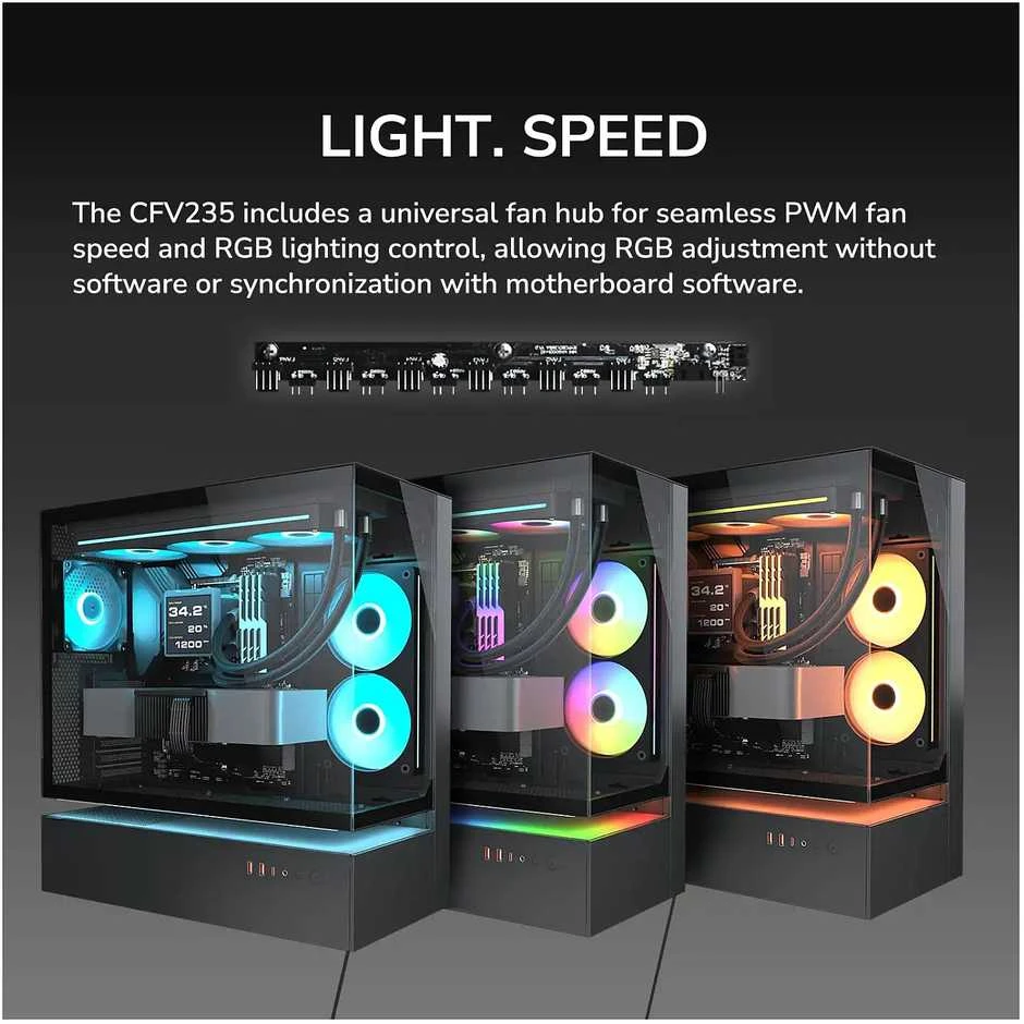 Cougar Gaming kompiuterio korpusas CFV235 TG 240 REV+120ARGB FAN RGB HUB SYNC LED STRIP