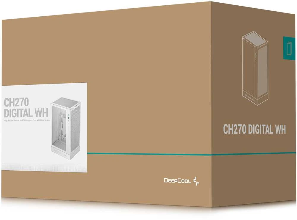 DEEPCOOL MIDITOWER MATX korpusas be maitinimo šaltinio / CH270 skaitmeninis, baltas