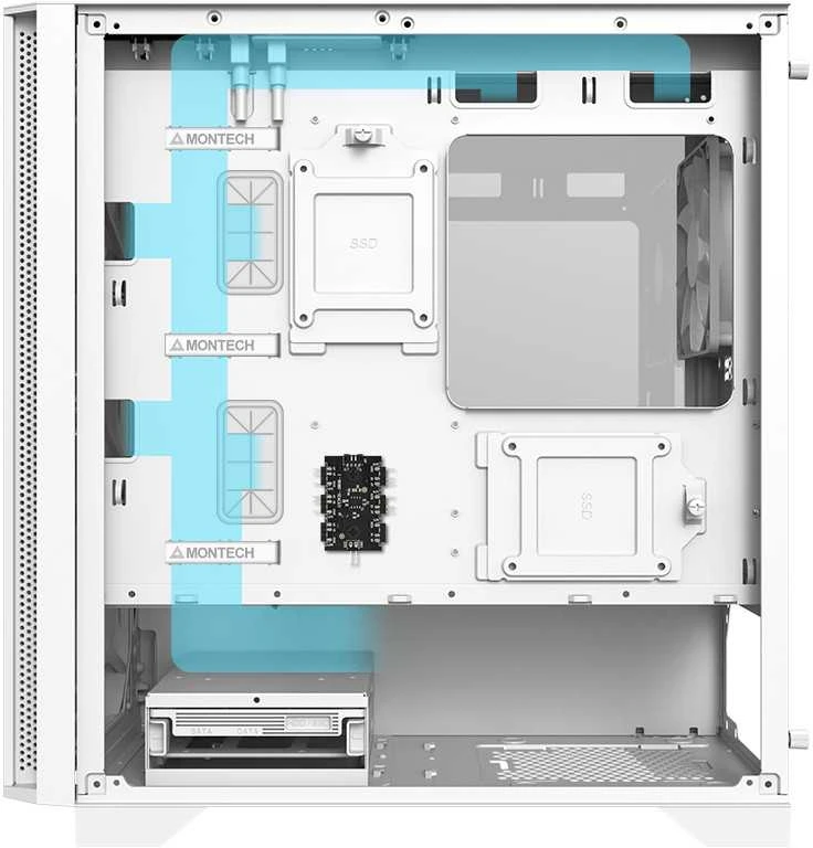 Montech AIR 100 ARGB, Micro-ATX, Tempered Glass – baltos spalvos