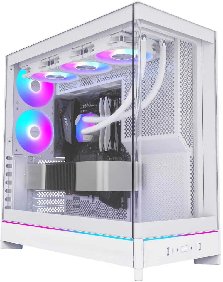 Montech HS02 PRO PC-kompiuterio korpusas, Midi-Tower, ATX, Tempered Glass, ARGB – baltos spalvos