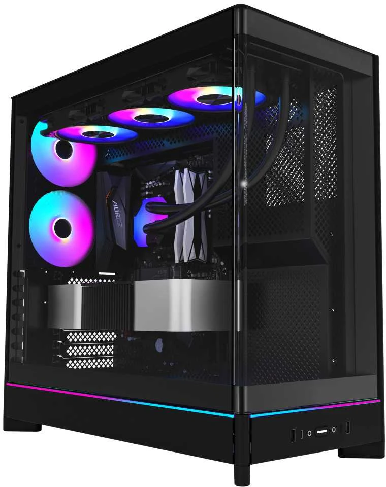 Montech HS02 PRO PC-kompiuterio korpusas, Midi-Tower, ATX, Tempered Glass, ARGB – juodos spalvos