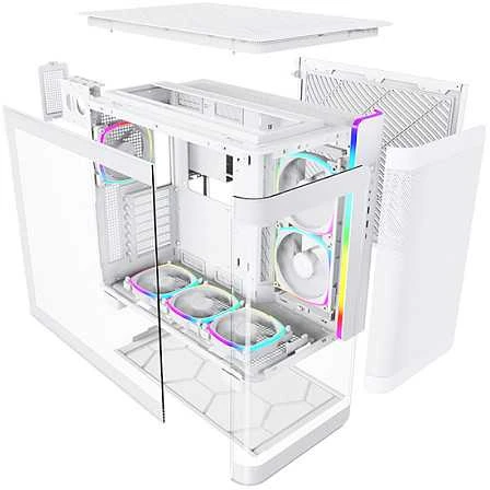 „Montech KING 95 PRO Midi-Tower“, grūdinto stiklo, ARGB – baltos spalvos