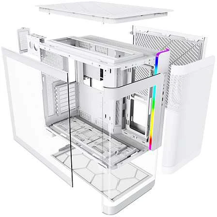 „Montech KING 95 Midi-Tower“, grūdinto stiklo, ARGB – baltos spalvos