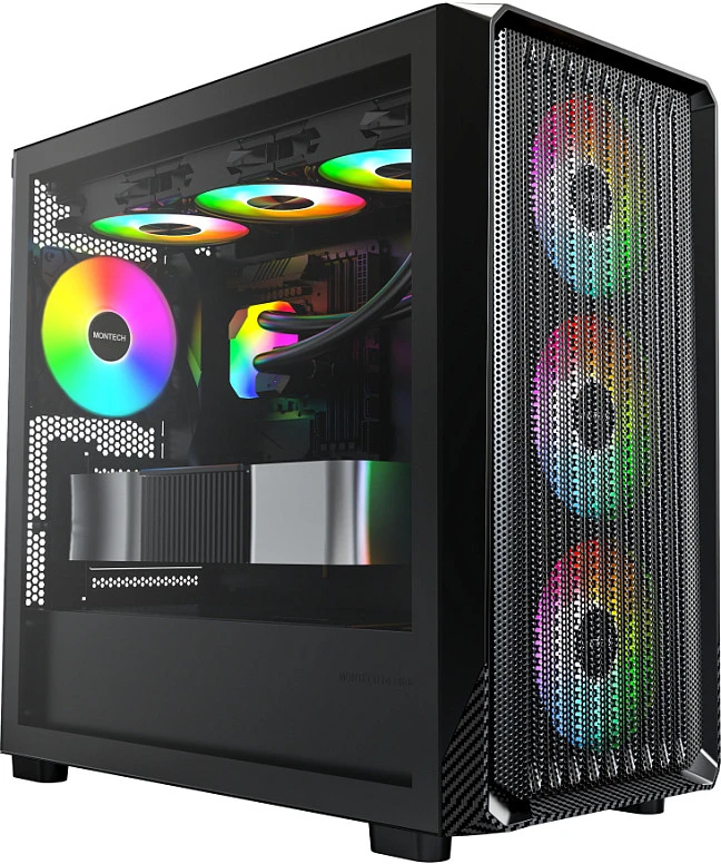 „Montech X5M“ kompiuterio korpusas, vidutinio dydžio bokštas, „Micro-ATX“, ARGB, grūdintas stiklas – Juodas