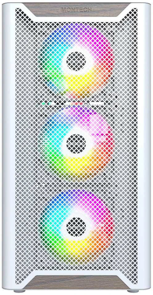 Montech XR Wood PC-kompiuterio korpusas, Midi-Tower, ATX, ARGB, Tempered Glass – baltos spalvos