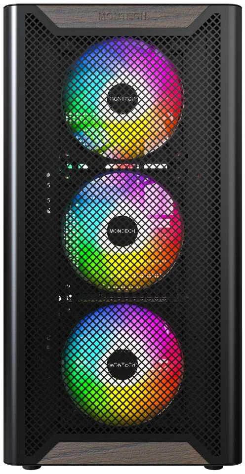 Montech XR Wood PC-kompiuterio korpusas, Midi-Tower, ATX, ARGB, Tempered Glass – juodos spalvos