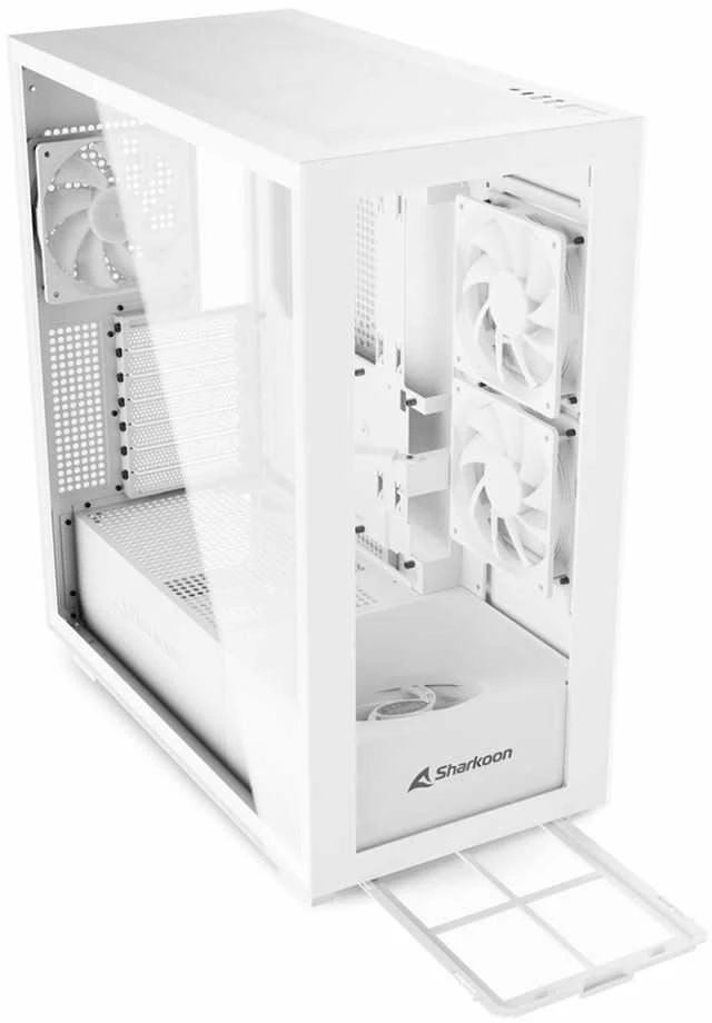 Sharkoon Rebel C60 RGB, Tower tipo korpusas - baltas, grūdintas stiklas