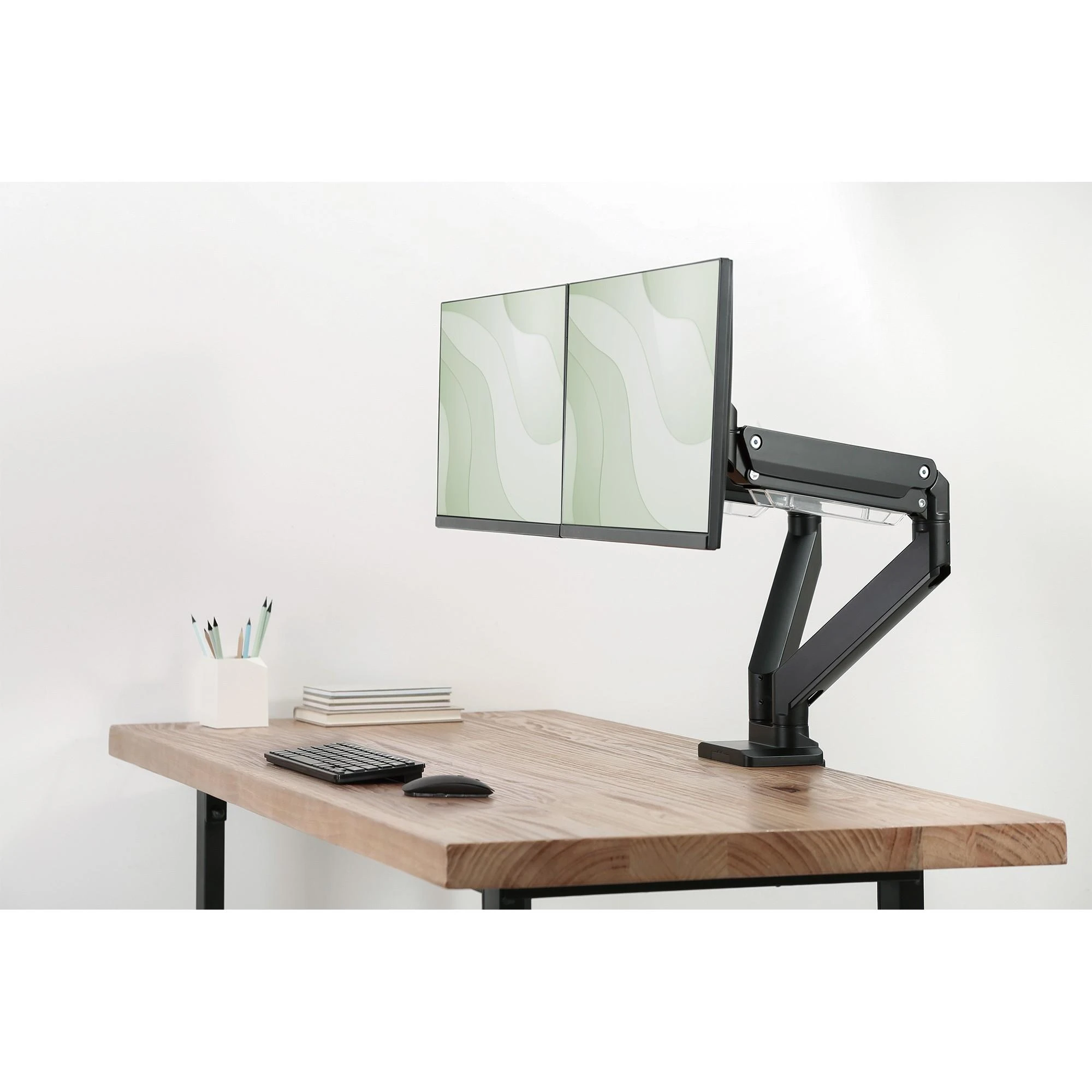 Assmann Electronic DIGITUS dvigubos dujinės spyruoklės Monitorius stalinis laikiklis 2x 35 colių 2x15 kg max juodas