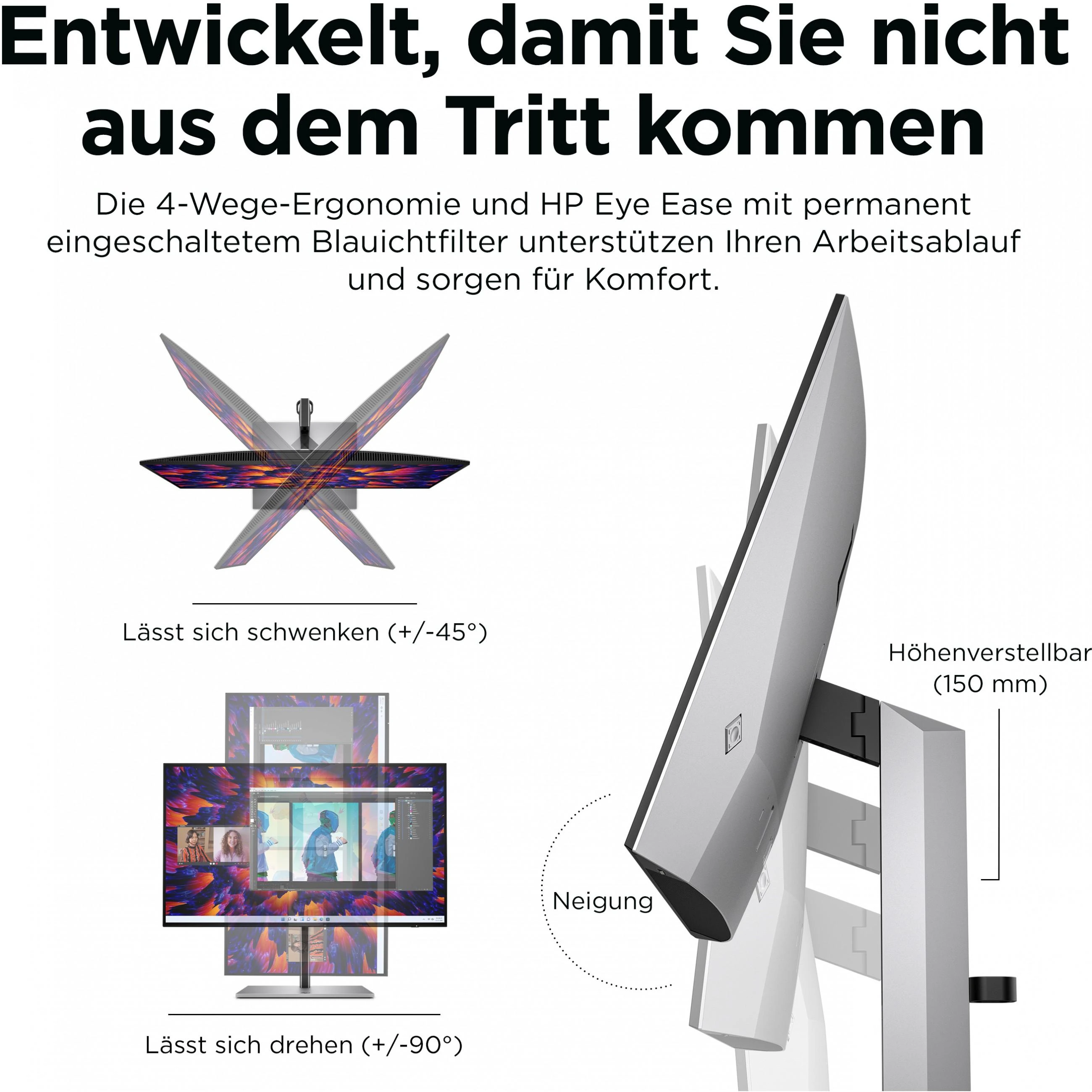 Hewlett Packard (HP) HP Z24q G3 QHD monitorius – 23,8 colio, 2560x1440 QHD, 400 nitų, 90 Hz, AG, IPS, HDMI/DisplayPort grandinės jungtis, 4 USB-A jungtys, reguliuojamo aukščio / pakreipimo / pasukimo / sukimosi padėtis, 3 metimai