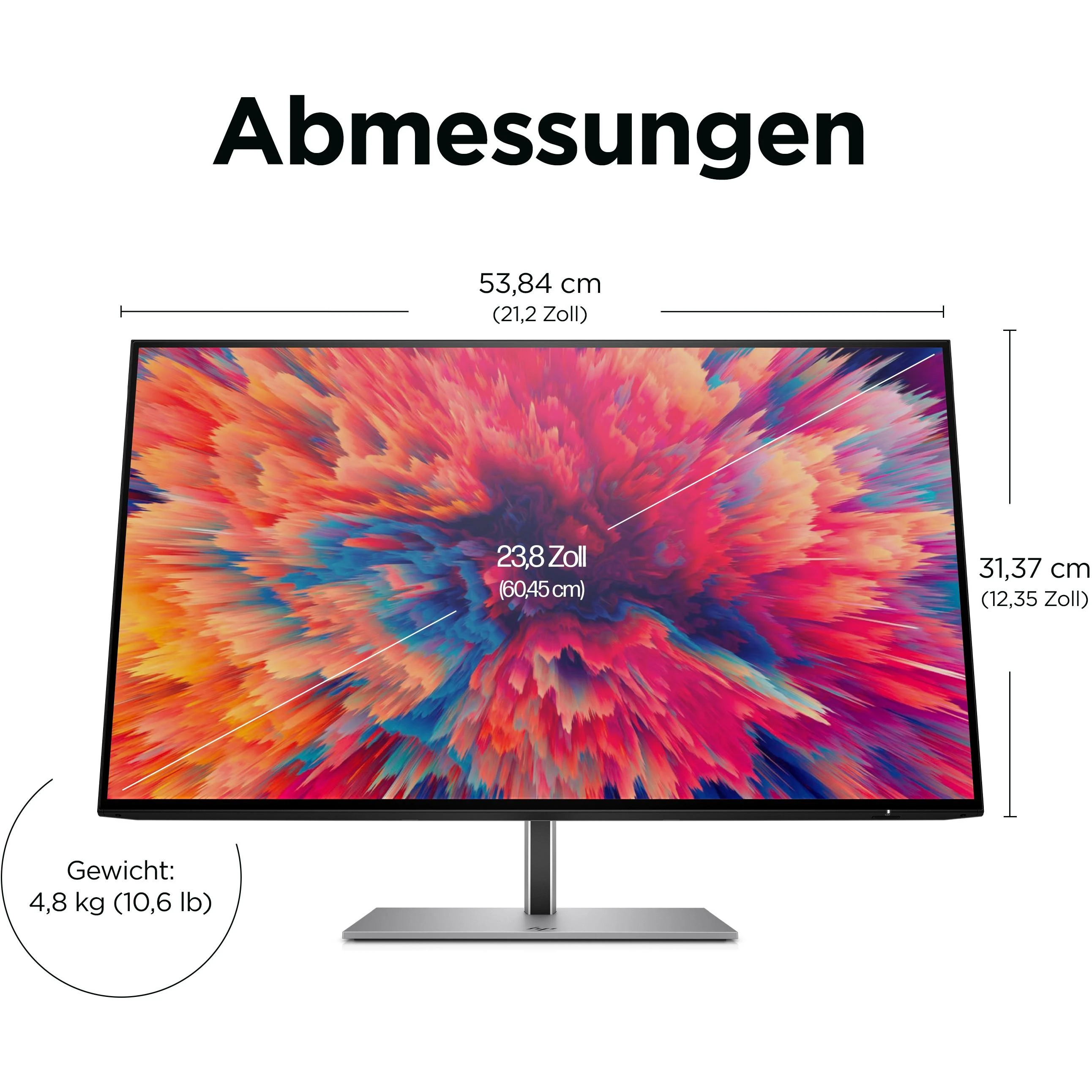 Hewlett Packard (HP) HP Z24q G3 QHD monitorius – 23,8 colio, 2560x1440 QHD, 400 nitų, 90 Hz, AG, IPS, HDMI/DisplayPort grandinės jungtis, 4 USB-A jungtys, reguliuojamo aukščio / pakreipimo / pasukimo / sukimosi padėtis, 3 metimai
