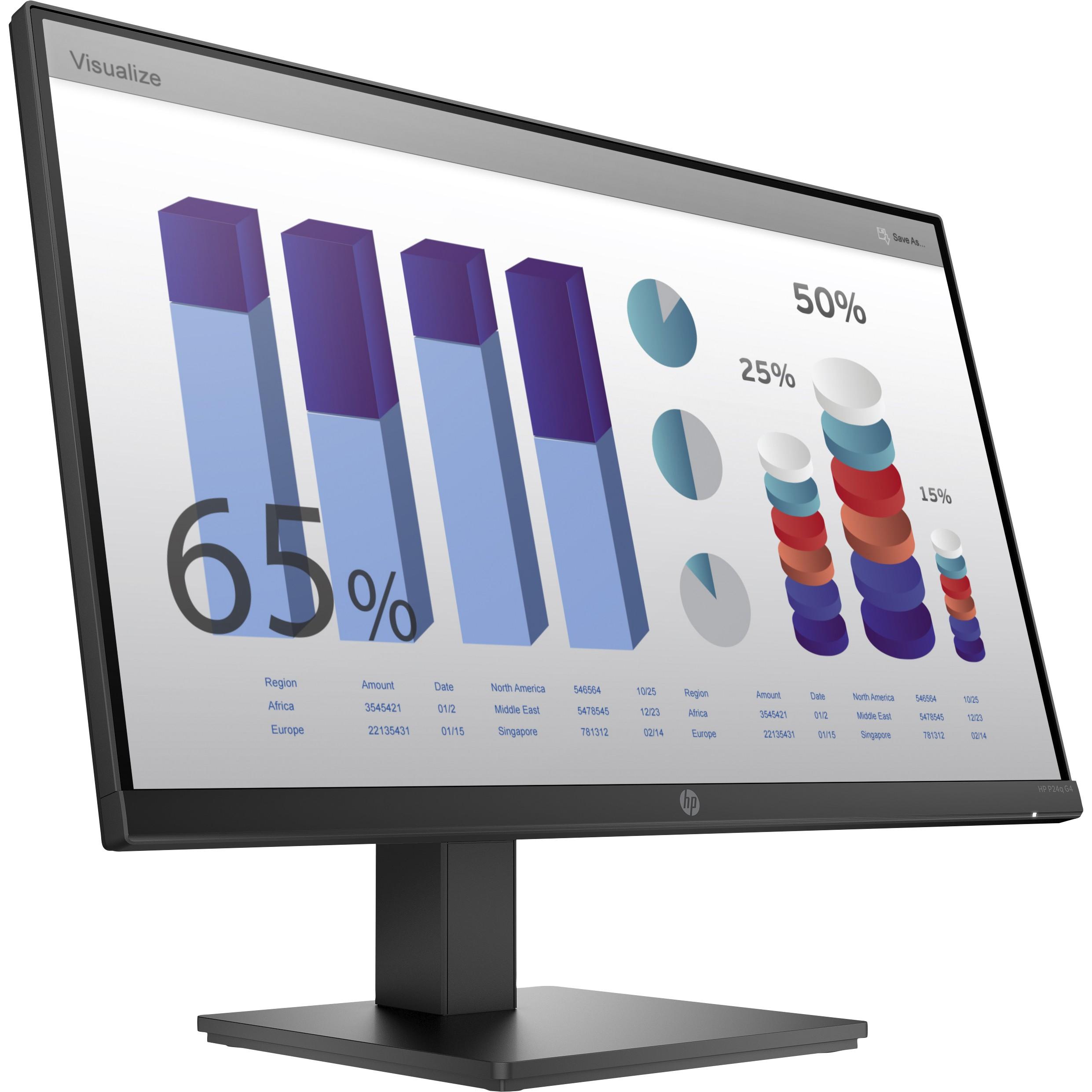 Hewlett Packard (HP) HP ProDisplay P24q G4 QHD monitorius - 23,8" 2560x1440 QHD AG, IPS, HDMI/VGA, reguliuojamas aukštis, 3 metai