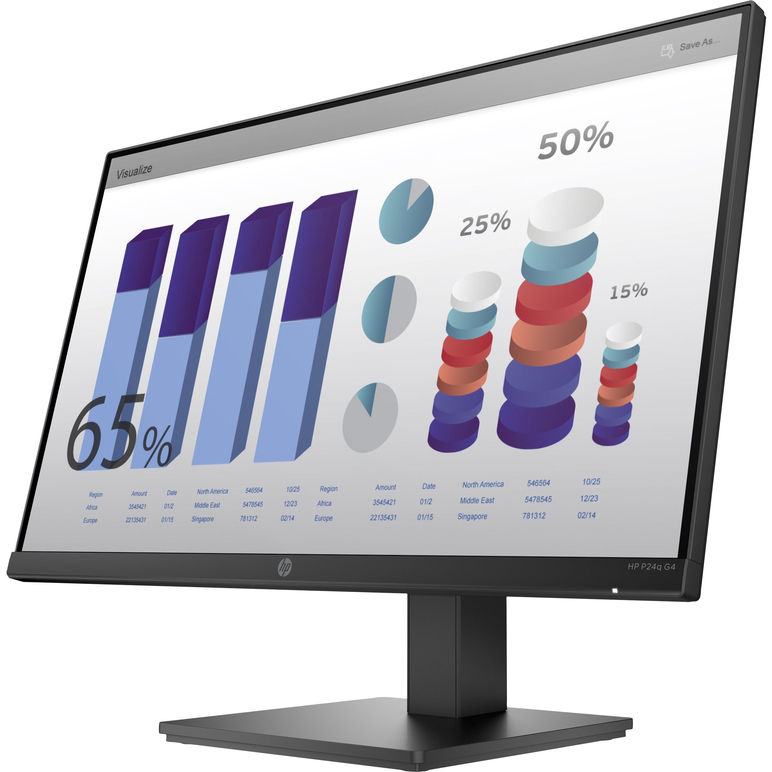 Hewlett Packard (HP) HP ProDisplay P24q G4 QHD monitorius - 23,8" 2560x1440 QHD AG, IPS, HDMI/VGA, reguliuojamas aukštis, 3 metai