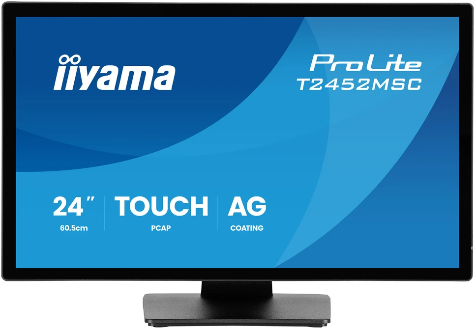 „iiyama ProLite T2452MSC-B2AG“ kompiuterio monitorius, 61 cm (24 colių), 1920 x 1080 pikselių, „Full HD“ LED, lietimui jautrus ekranas, juodas