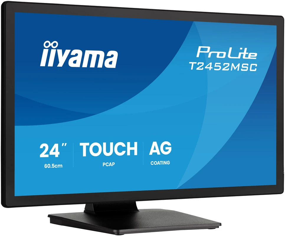 „iiyama ProLite T2452MSC-B2AG“ kompiuterio monitorius, 61 cm (24 colių), 1920 x 1080 pikselių, „Full HD“ LED, lietimui jautrus ekranas, juodas