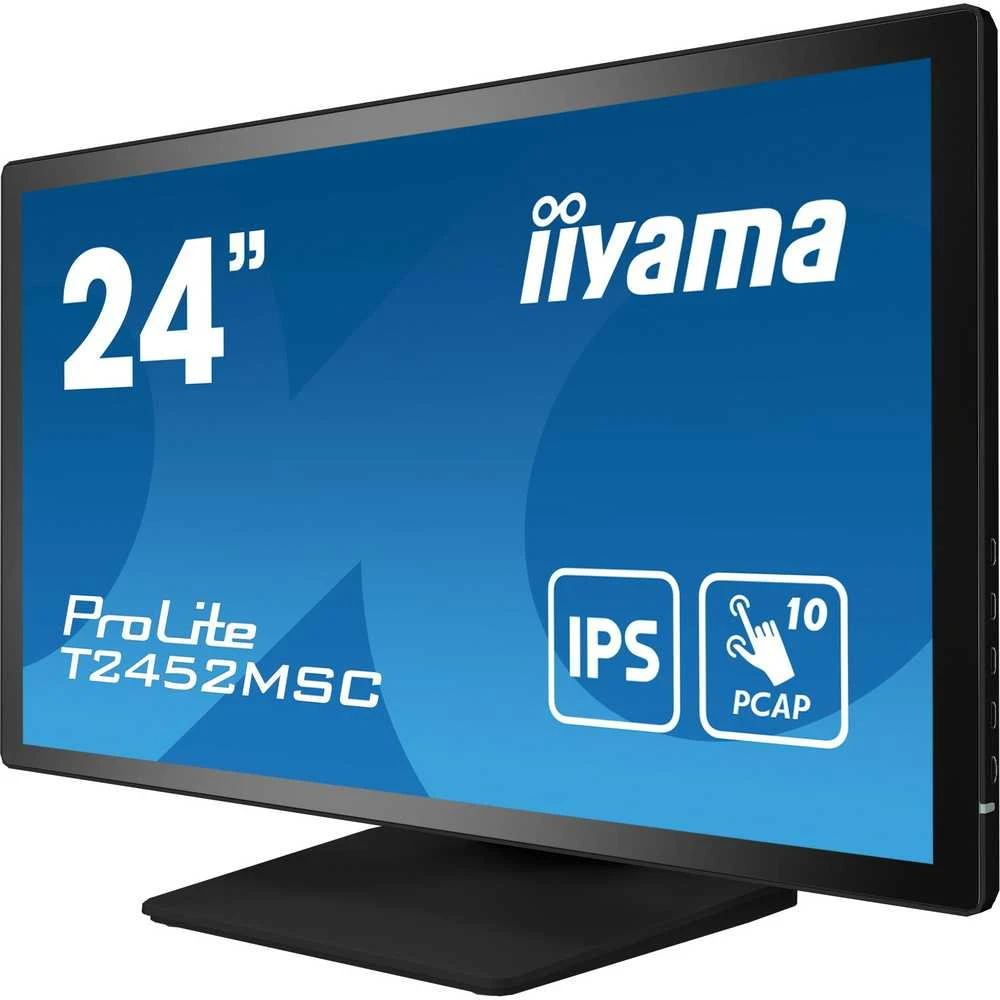 Monitorius „Iiyama“ 24 colių prijungtas PCAP 10P Touch, 1920 x 1080, IPS skydelis, plokščias rėmelis be stiklo, HDMI, ekrano prievadas, 360 cd/m² (su lietimu), USB šakotuvas 2x 3.0, garsiakalbiai, įmontuota interneto kamera ir mikrofonas