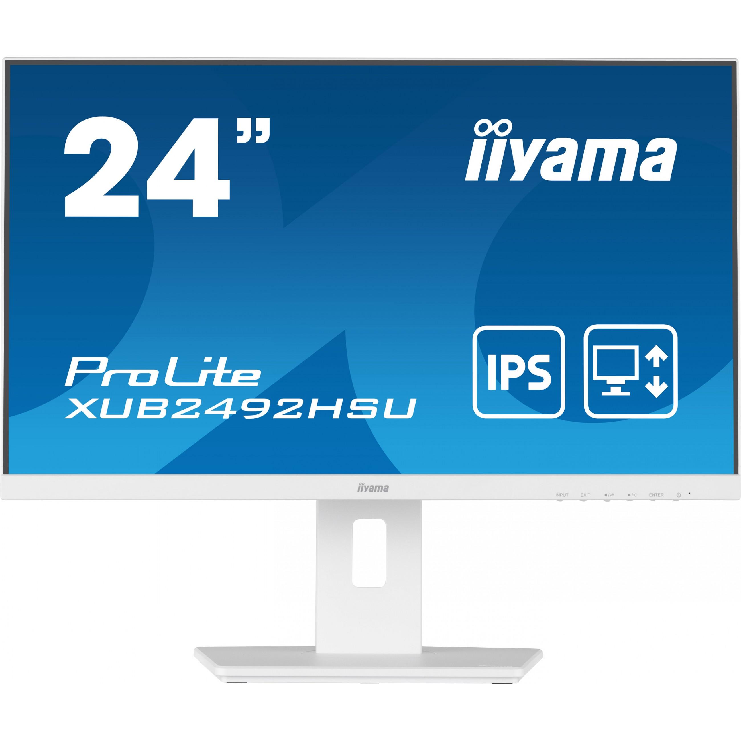 Monitorius Iiyama ProLite PROLITE XUB2492HSU-W5 - 1920 x 1080 FHD - 16:9 - 1000:1 - 250 cd/m² - 4 ms - 1 x DisplayPort (digital), 1 x HDMI (digital), 1 x VGA (analogue) - Baltas