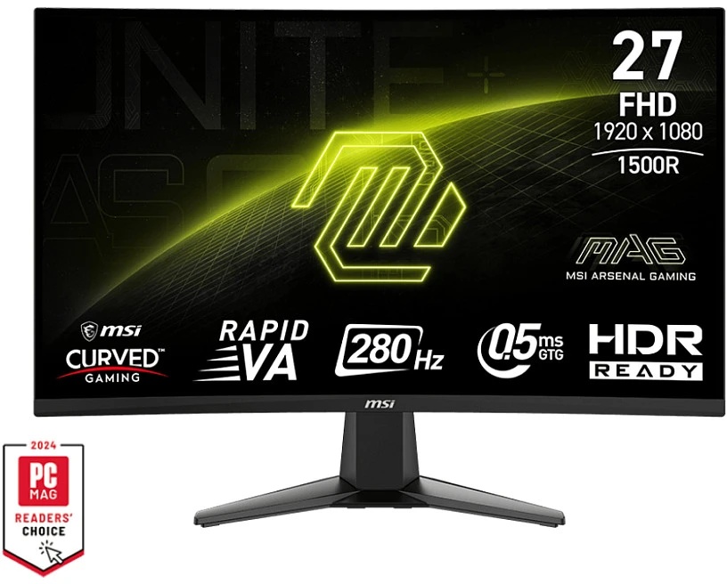 Monitorius MSI MAG276CXF 27 colių Rapid VA FHD Curve 1500R 280Hz 1ms 2xHDMI DP ausinių išvestis Juodas
