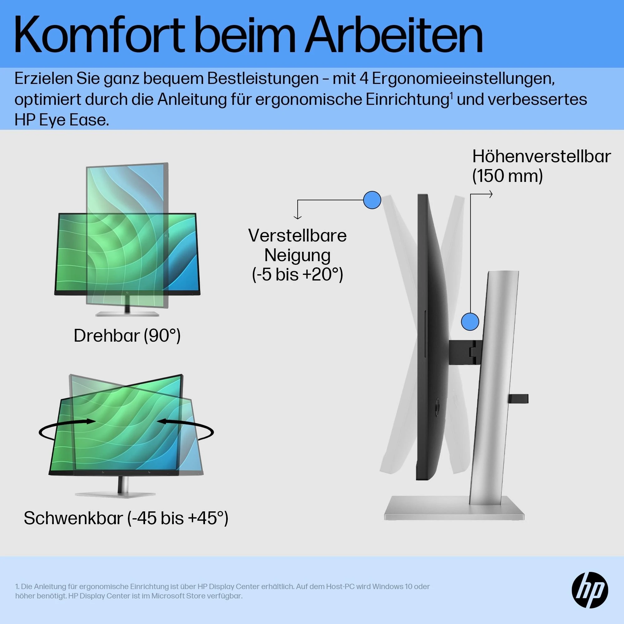 Hewlett Packard (HP) HP E27 G5 FHD monitorius – 27 colių 1920x1080 FHD 300 nitų 75 Hz AG, IPS, HDMI/DisplayPort, 4x USB-A, reguliuojamas aukštis / pakreipimas / pasukamas / pasukamas, 3 metai
