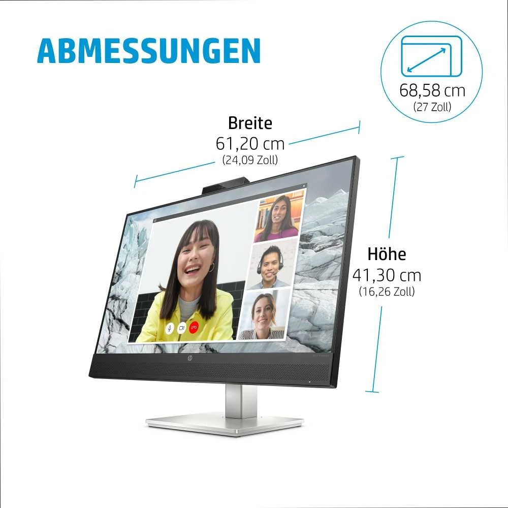 Monitorius HP E27m G4 QHD USB-C Conferencing Monitor/IPS/QHD (2560 x 1440)/300 nits/web cam 5MP/Speakers 2 x 5 W  (40Z29AA)