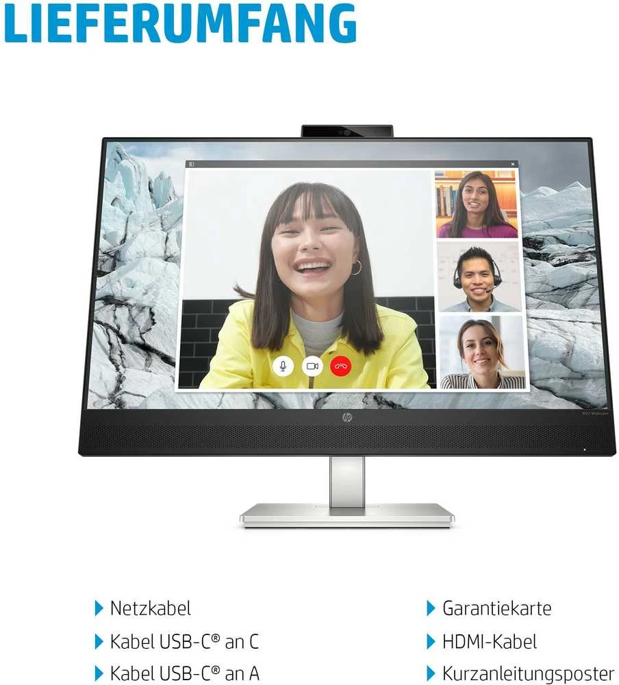 Monitorius HP E27m G4 QHD USB-C Conferencing Monitor/IPS/QHD (2560 x 1440)/300 nits/web cam 5MP/Speakers 2 x 5 W  (40Z29AA)