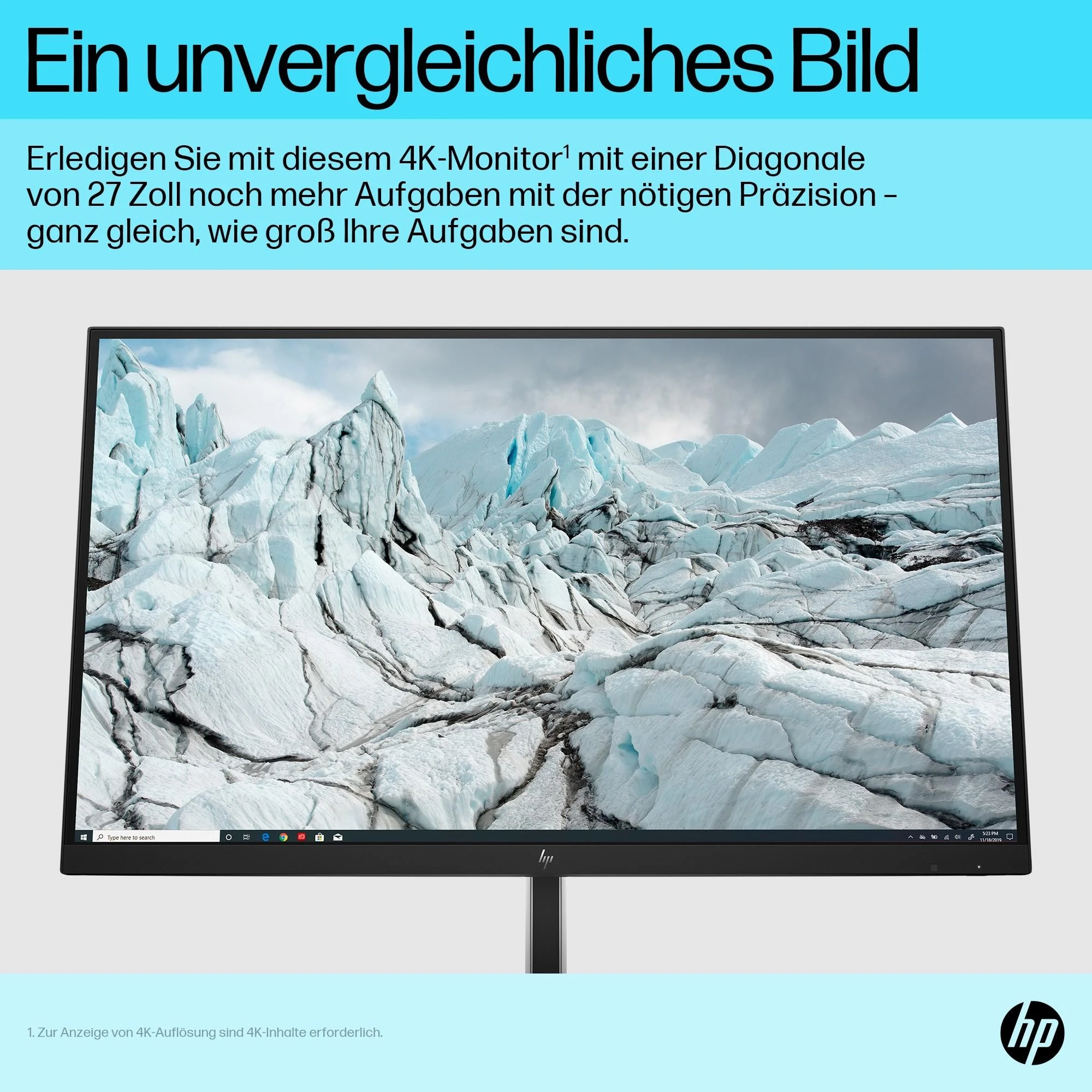 Hewlett Packard (HP) HP E27k G5 4K įkrovimo monitorius – 27 colių 3840x2160 UHD 350 nitų 60 Hz AG, IPS, USB-C(65W/15W)/HDMI/DisplayPort, 3x USB-A, garsiakalbiai, aukštis RJ-45 reguliuojamas / pakreiptas / pasukamas / pasukamas, 3 metai