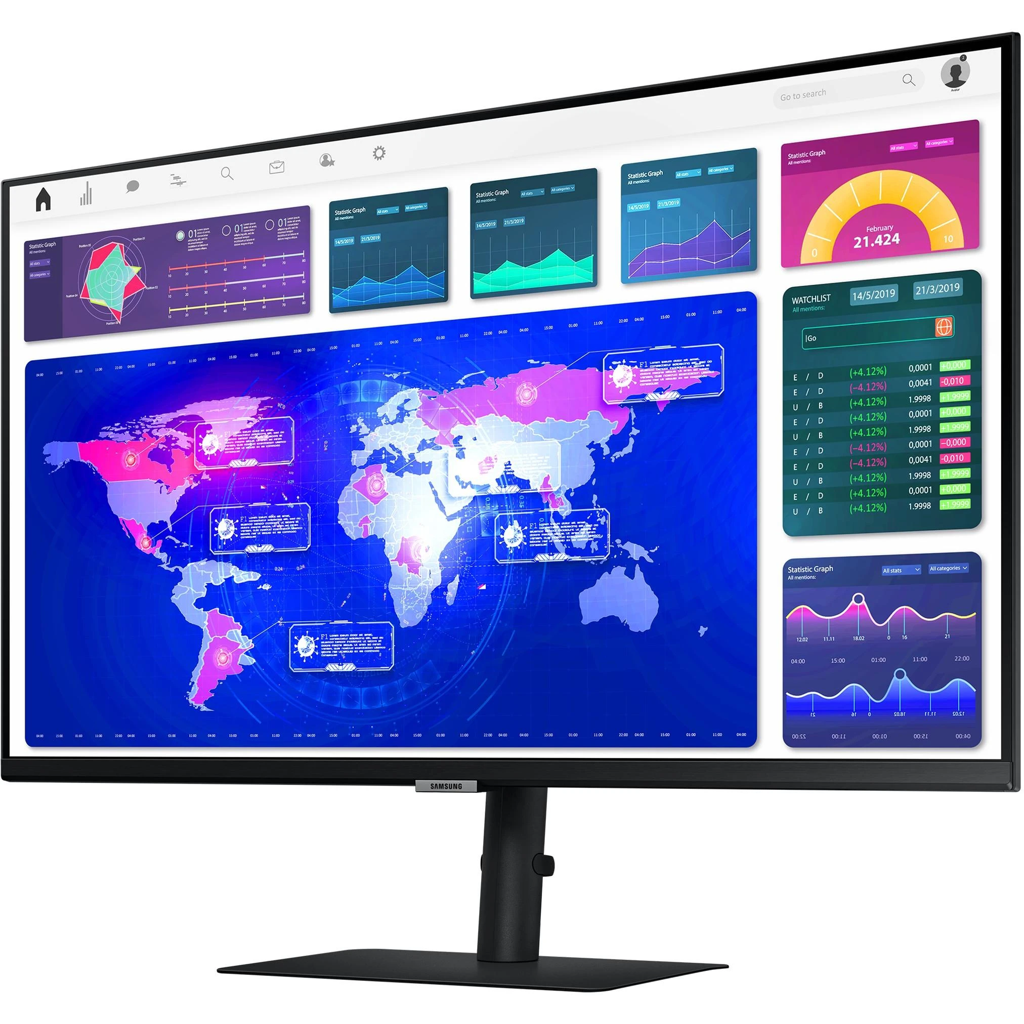 Monitorius „Samsung S32A600“ 32 colių berėmis ekranas, 16:9, 2560x1440, VA, 4 ms, HDR10, HAS / Pasukamas / Pakreipiamas, 130 mm, HDMI / DP, USB3.0 šakotuvas, VESA 100