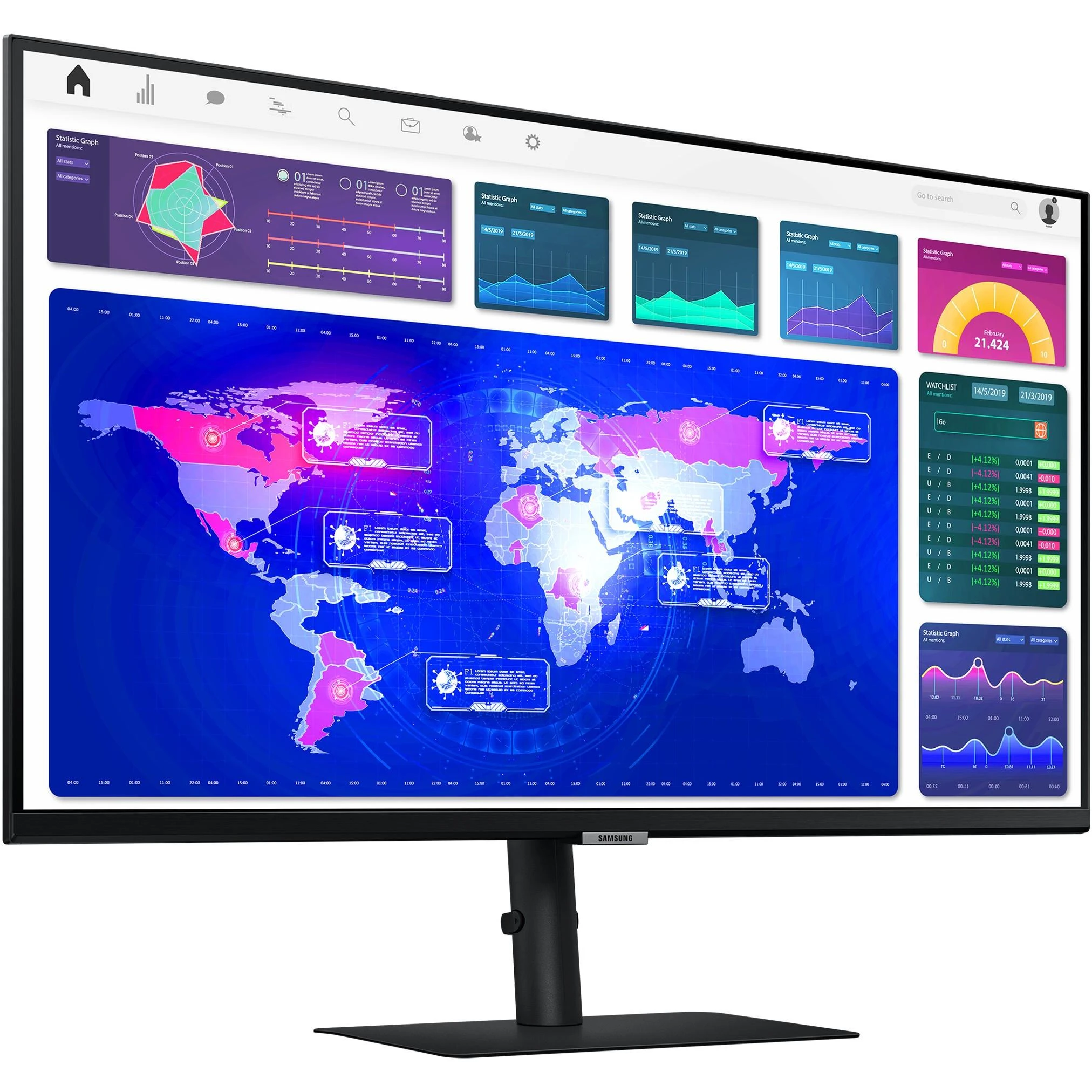 Monitorius „Samsung S32A600“ 32 colių berėmis ekranas, 16:9, 2560x1440, VA, 4 ms, HDR10, HAS / Pasukamas / Pakreipiamas, 130 mm, HDMI / DP, USB3.0 šakotuvas, VESA 100