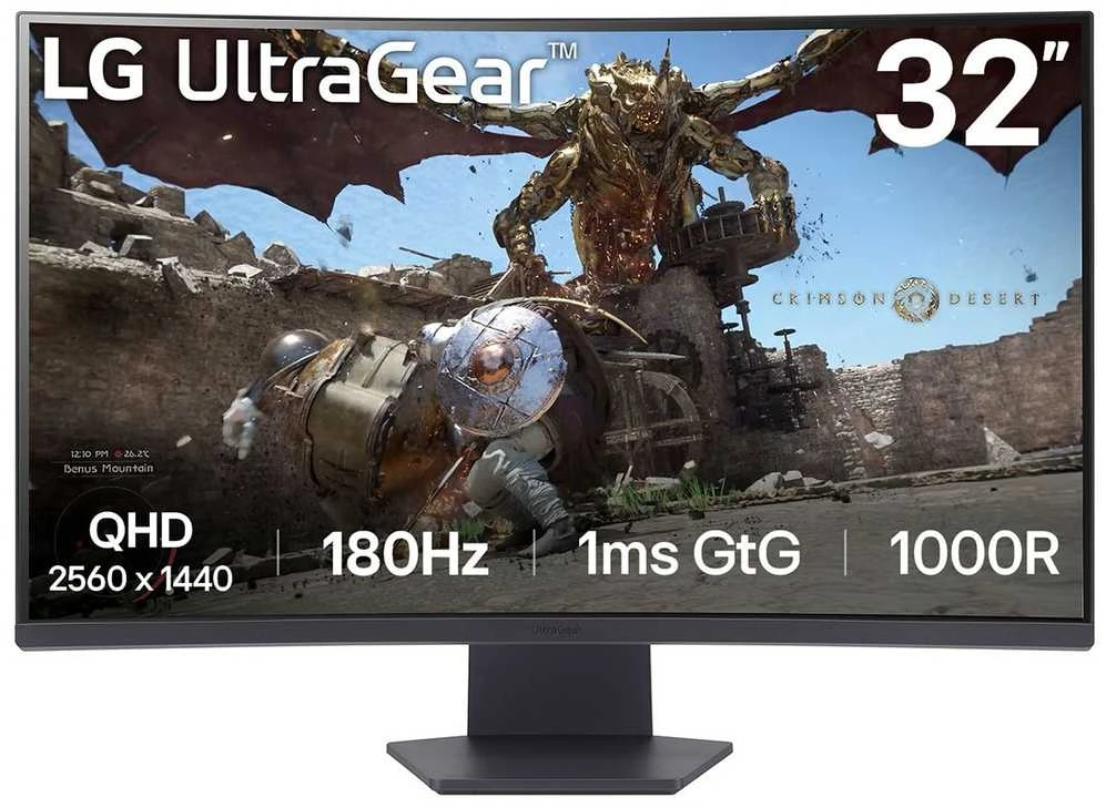 Monitorius LG | 32GS60QC-B | 32 " | VA | QHD | 16:9 | 180 Hz | 1 ms | 2560 x 1440 pikselių | 300 cd/m² | HDMI jungtys quantity 2