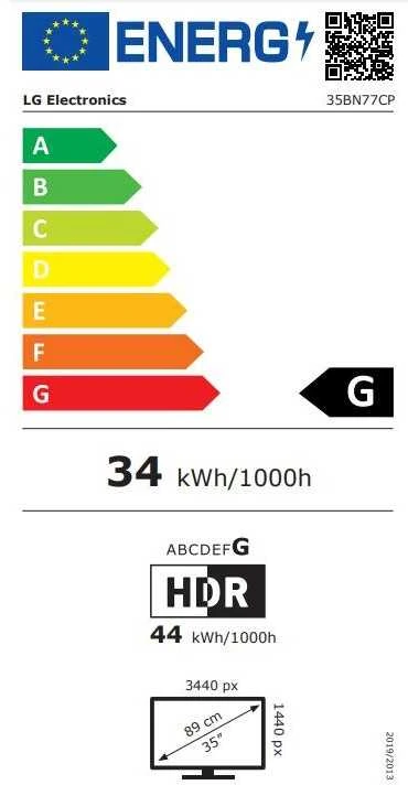 Žaidimų monitorius LG 35BN77CP-B, 88,9 cm (35 coliai), Juodas, UWQHD, VA, Išlenktas, HDMI, DisplayPort, USB-C, FreeSync, 100Hz