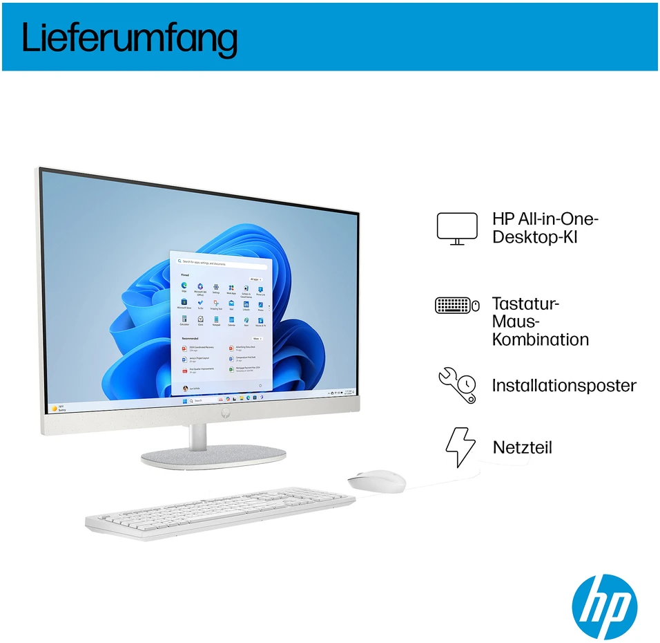 Monitorius HP „All-in-One“ kompiuteris 27-cr2155ng [68,5 cm (27 colių) FHD ekranas, „Intel Core Ultra 5 225U“, 16 GB RAM, 1 TB SSD, „Iris Xe“ grafika, „Windows 11“]