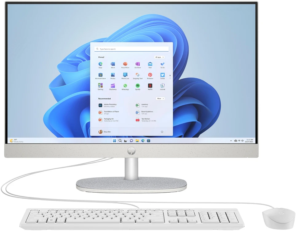 Stacionarus kompiuteris Hewlett Packard (HP) „HP All-in-One“ kompiuteris 24-cr0103ng [60,5 cm (23,8 colio) FHD ekranas, „Intel i5-1335U“, 16 GB RAM, 512 GB SSD, „Windows 11“]