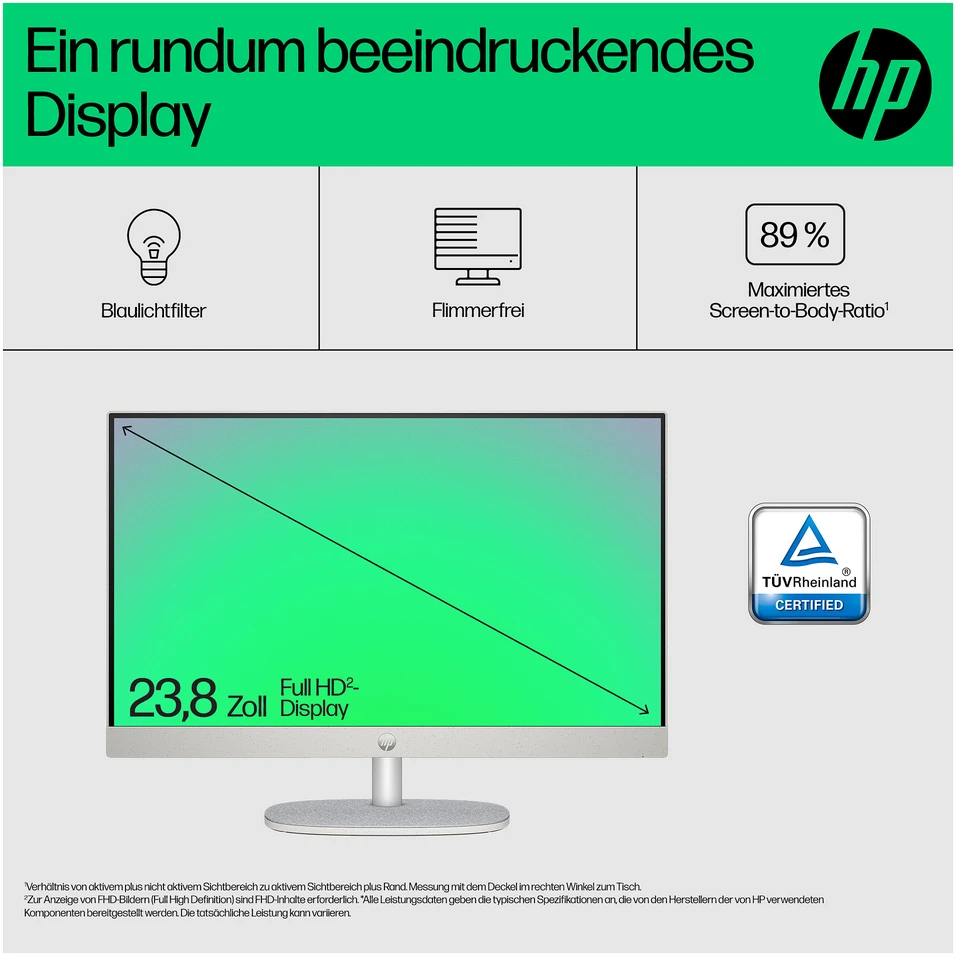 Monitorius HP „viskas viename“ kompiuteris 24-cr0112ng [60,5 cm (23,8 colio) FHD ekranas, „Intel N100“, 8 GB RAM, 512 GB SSD, DOS]
