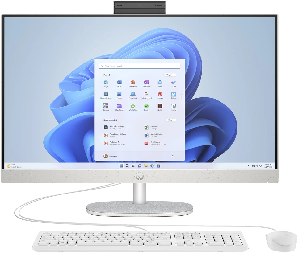 Stacionarus kompiuteris Hewlett Packard (HP) „HP All-in-One“ kompiuteris 27-cr0104ng [68,5 cm (27 colių) FHD ekranas, „Ryzen 7 7730U“, 16 GB RAM, 1 TB SSD, „Windows 11“]