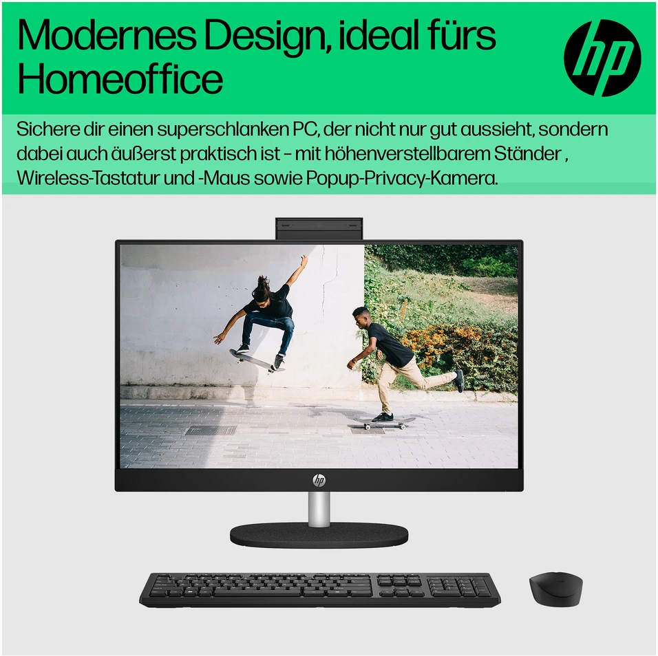 Stacionarus kompiuteris HP „All-in-One Touch“ kompiuteris 24-cr0241ng [60,5 cm (23,8 colio) jutiklinis ekranas, „Intel Core i3 N300“, 8 GB RAM, 512 GB SSD, „Windows 11“]