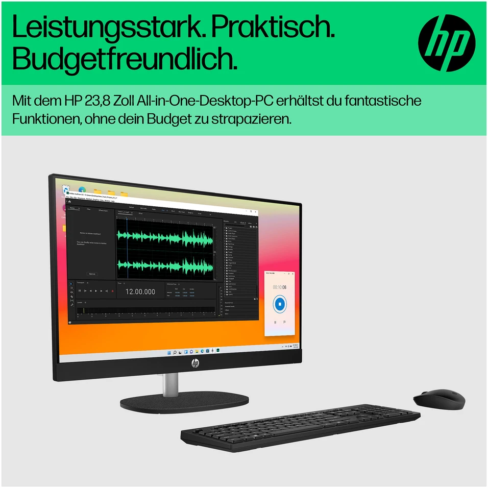 Stacionarus kompiuteris HP „All-in-One Touch“ kompiuteris 24-cr0241ng [60,5 cm (23,8 colio) jutiklinis ekranas, „Intel Core i3 N300“, 8 GB RAM, 512 GB SSD, „Windows 11“]