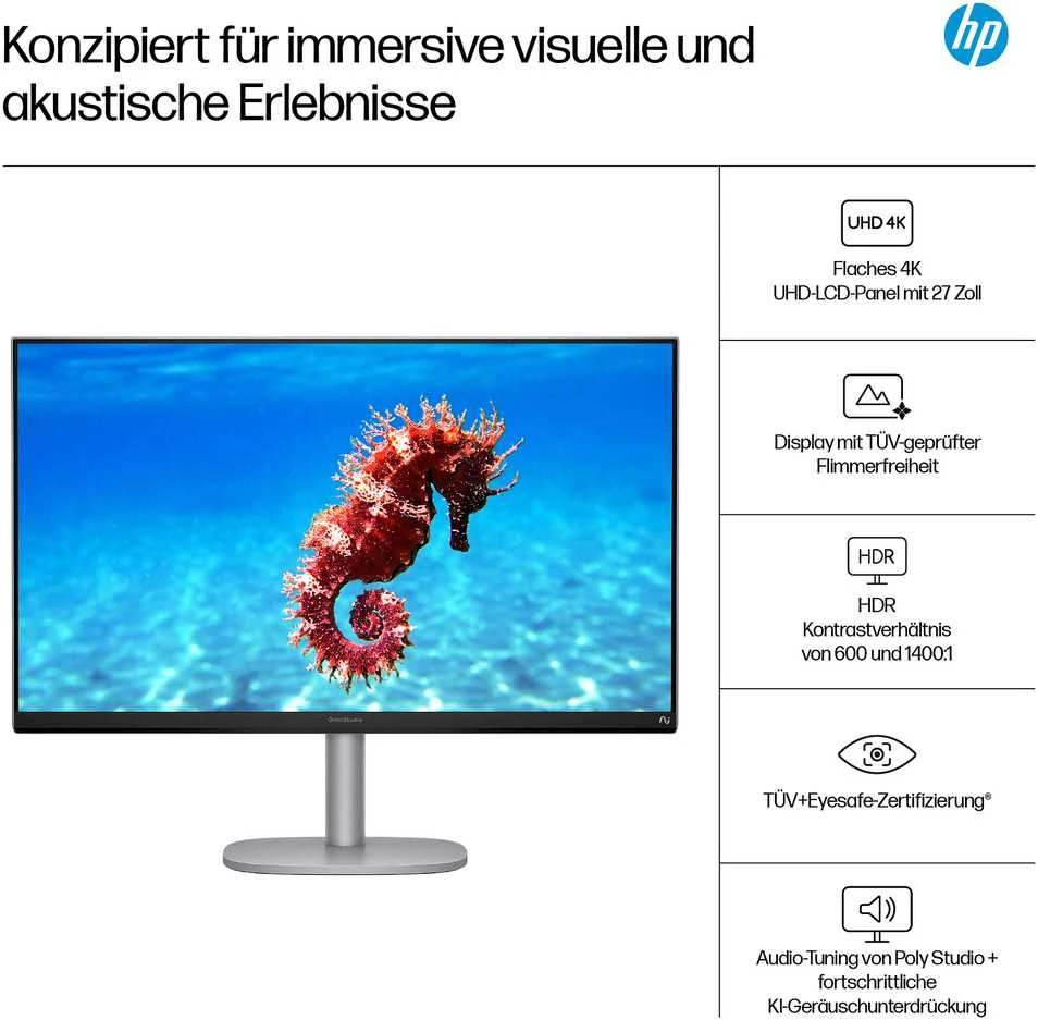 HP OmniStudio X 27" FHD lietimui jautrus IPS daugiafunkcis monitorius su Core Ultra 7 256V 16GB/2TB SSD Win11 27-cs1076ng