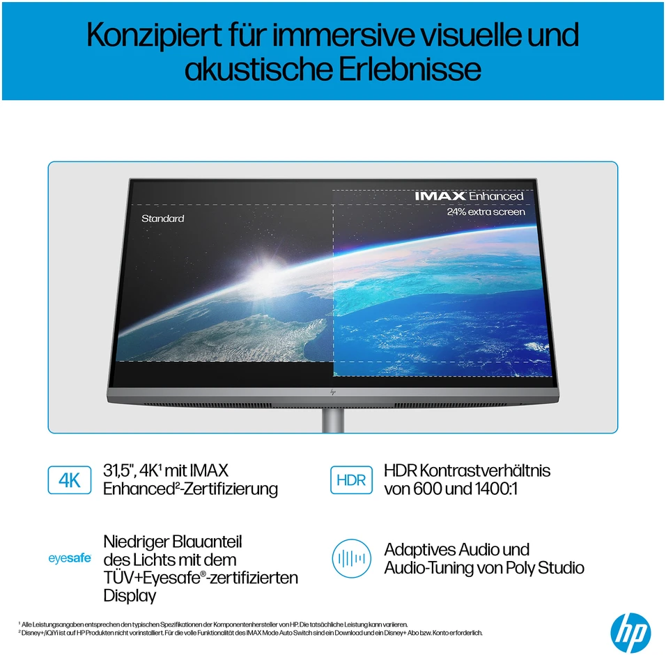 Monitorius HP OmniStudio X All-in-One kompiuteris 32-c0170ng [80 cm (31,5") 4K UHD ekranas, IntelCore Ultra 7 155H procesorius, 32 GB RAM, 1 TB SSD, Win11]