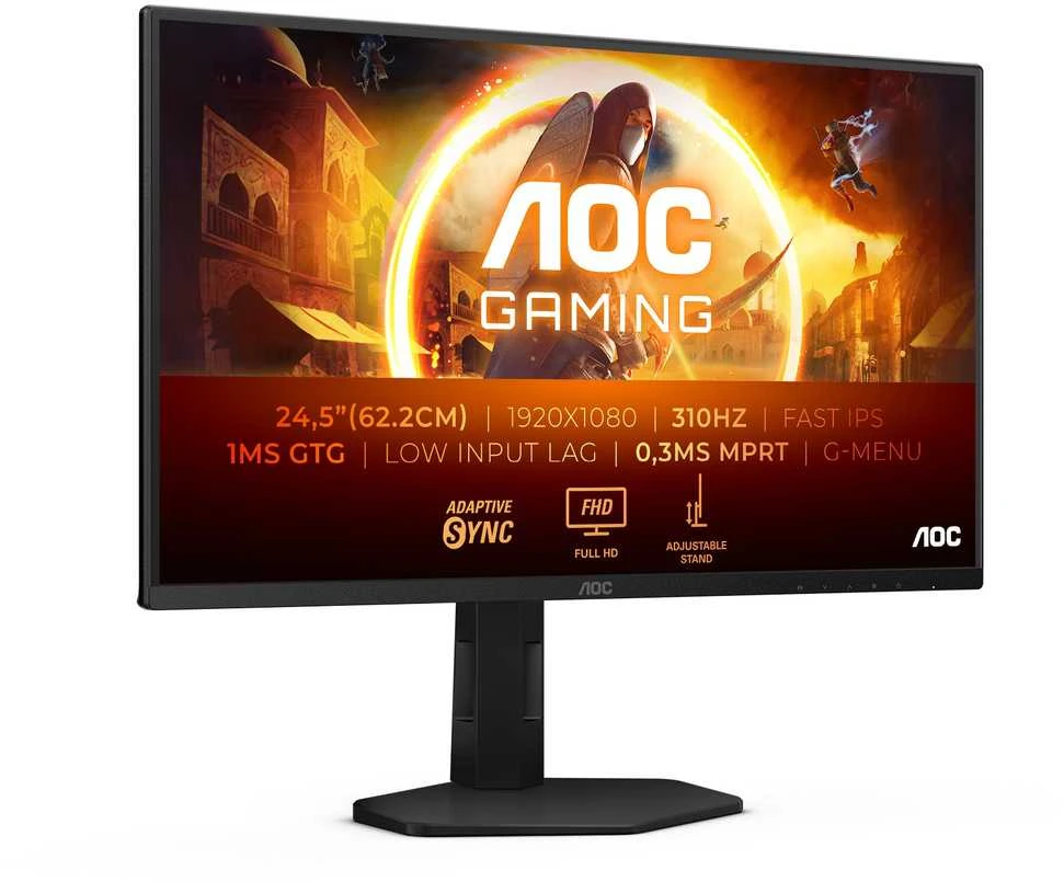 Žaidimų monitorius AOC 25G4SXU 24.5" /Fats IPS/310 Hz/ 1 ms,/FreeSync Prem./ G-Sync comp./ HDR10 /FHD(1920x1080/ 2x HDMI 2.0, 1x DisplayPort 1.4) juodas