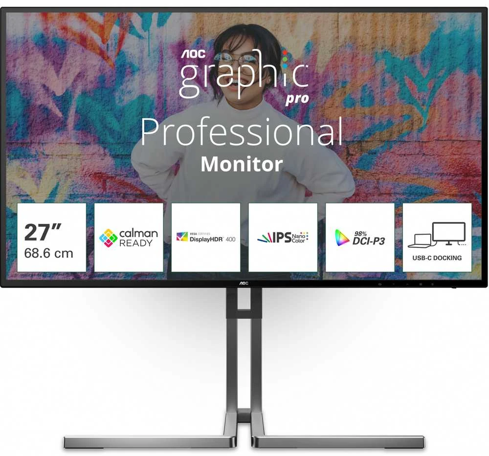Monitorius AOC U27U3CV 27 colių nano IPS WLED UHD 60 Hz HDMI