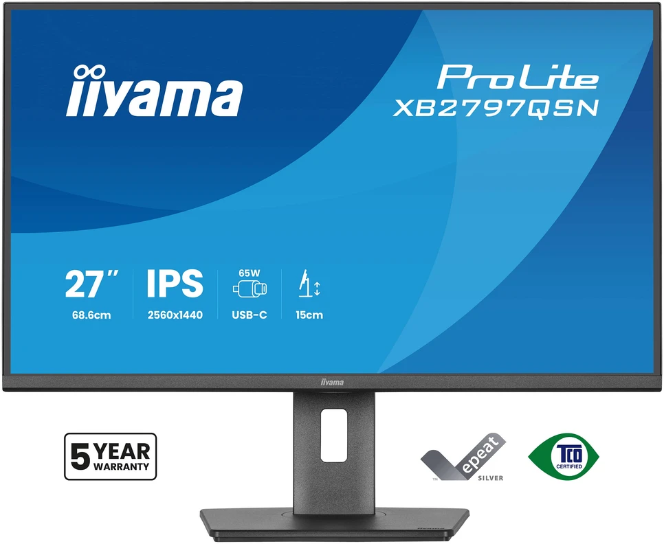 Monitorius iiyama ProLite XB2797QSN-B1 - 75Hz | QHD | IPS | 27" | USB-C PD65W | LAN