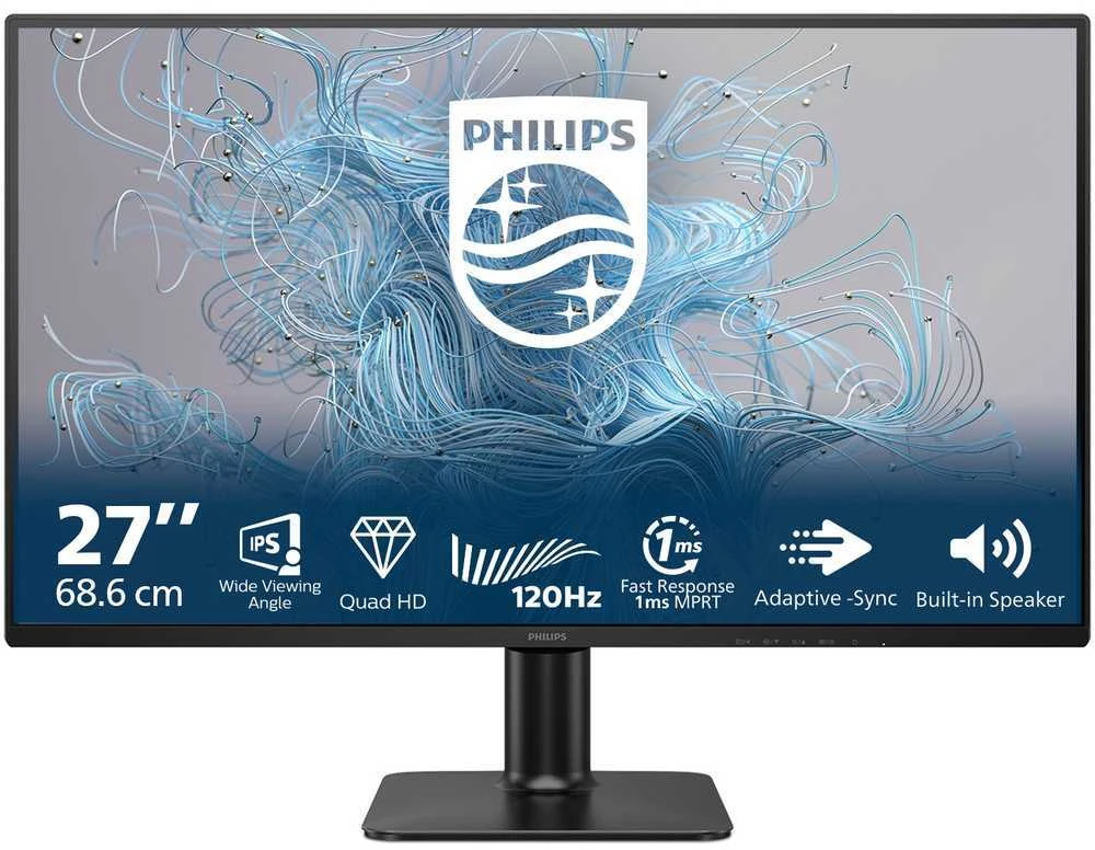 Monitorius Philips 27E2N2500/00, 27", 2560 x 1440 Quad HD, 120 Hz, IPS, Juodas