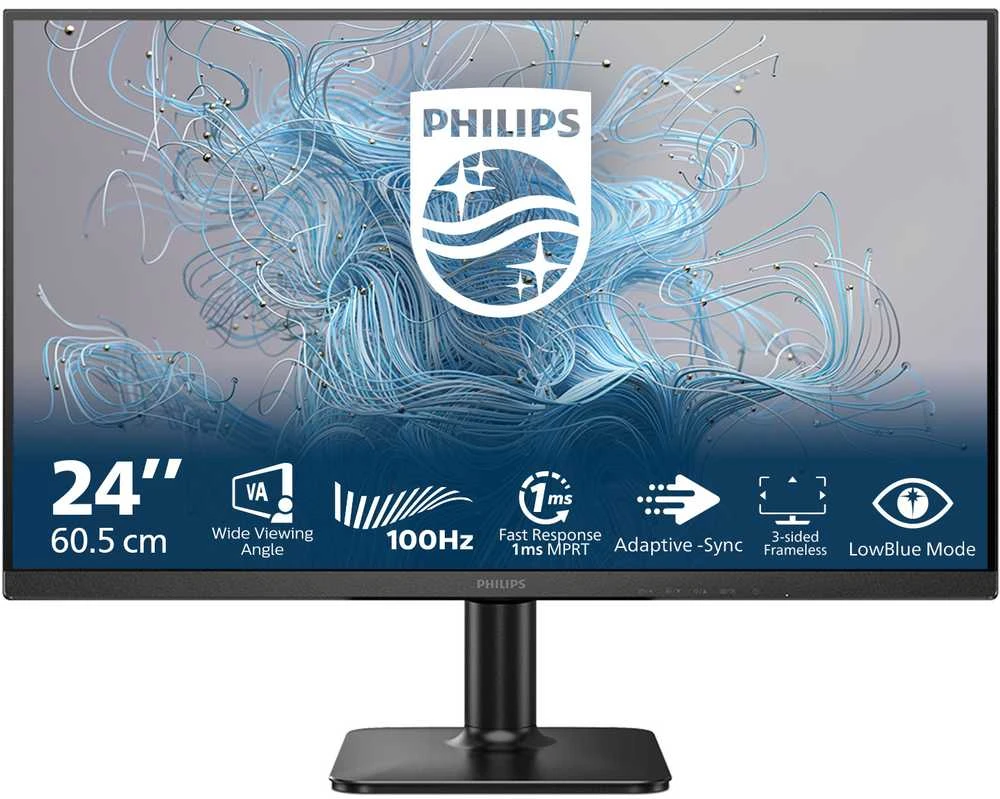 Mmd Monitors Displays PHILIPS 24E2N1100LB/00 23.8inch 1920x1080 100Hz HDMI D-Sub Juodas
