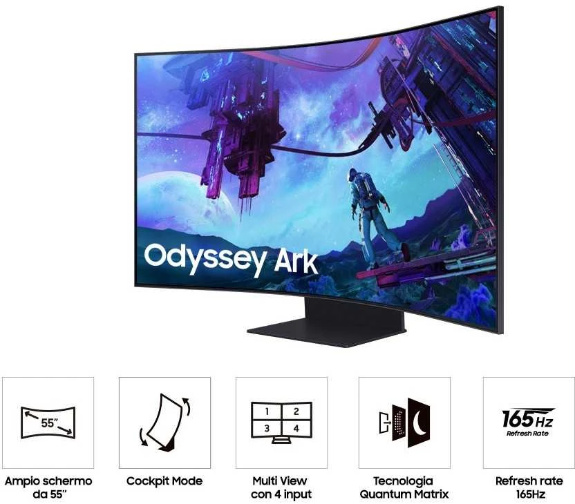 Monitorius Samsung Odyssey Ark G9 G97NC- 55" | VA lenktas | 4K | Mini LED | 165Hz | HDR10+