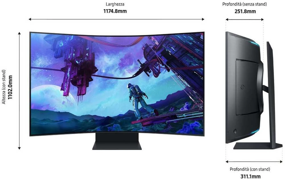 Monitorius Samsung Odyssey Ark G9 G97NC- 55" | VA lenktas | 4K | Mini LED | 165Hz | HDR10+