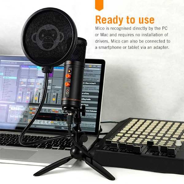 Mikrofonas Monkey Banana Monkey Banana Mico saugojimo USB Stumm- Tester